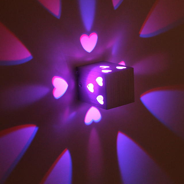 3W LED amour coeur 3W RGB télécommande applique pour maison chambre escalier Foyer décoration décorateur beauté chambre