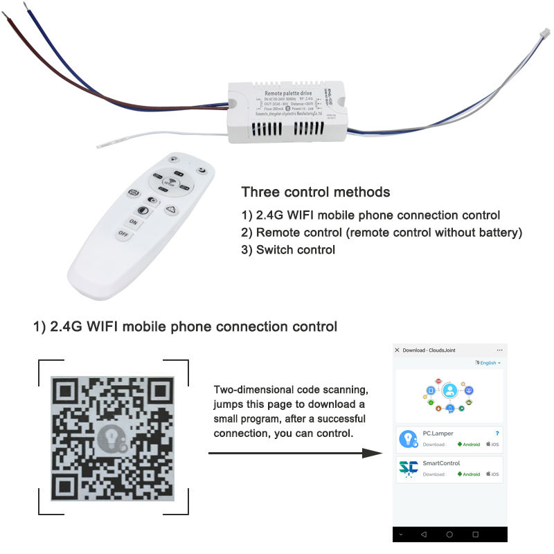 Surface de Source lumineuse de remplacement intelligente 2.4G pour plafond de lustre télécommandé led vers le bas contrôleur de plafonnier