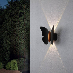 NOUVELLE 6W Haute qualité lampe fantaisie Papillon Étanche Lampe Noir Or Shell applique et veilleuse extérieure