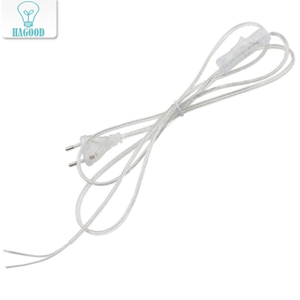 0.75mm 2 lignes câble 1.8m cordon d'alimentation marche-arrêt pour lampe à LED avec interrupteur à bouton ue/US prise lumière commutation Transparent