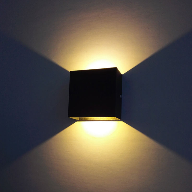 Cube CoB 6W LED Up Down Applique Murale AC85-265V Chambre Chevet Cube Applique Intérieure En Aluminium Décoration Luminaire