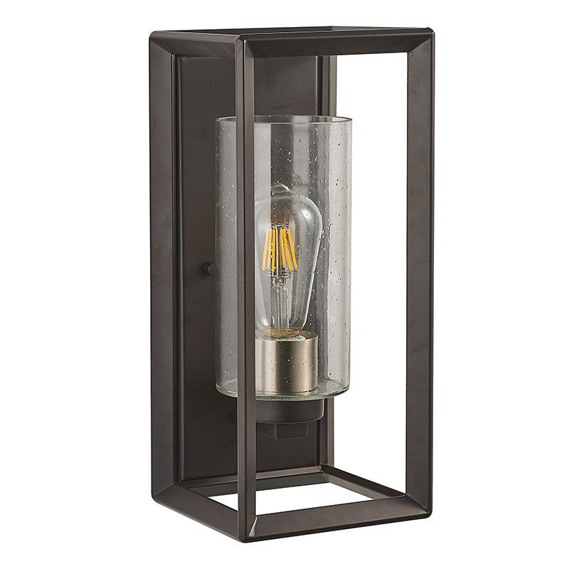 Vente chaude luminaires muraux extérieurs noir et or finition applique murale en verre semé support mural pour porche jardin lumière