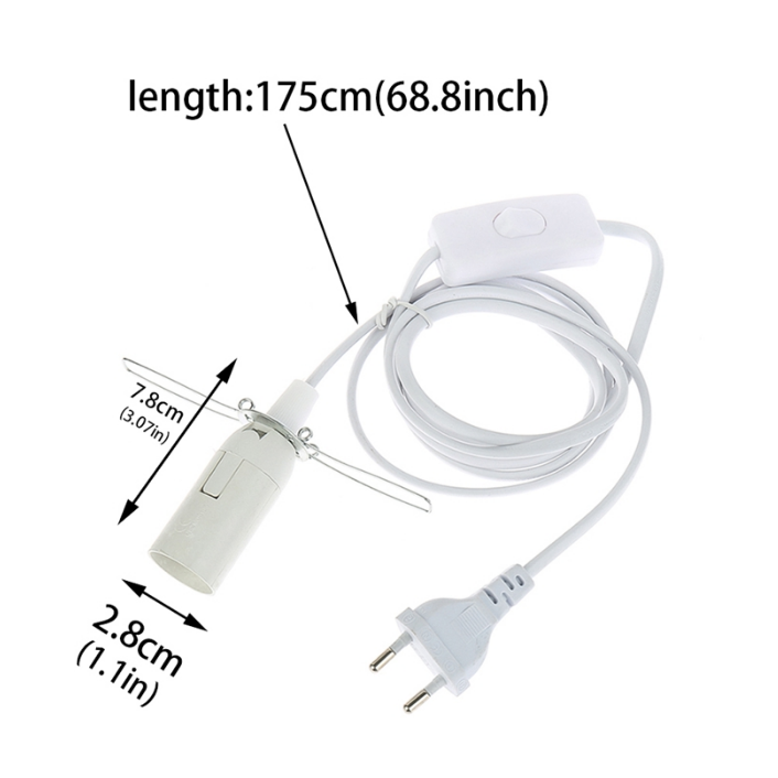 1.8m cordon d'alimentation câble E14 E27 bases de lampe prise ue avec interrupteur fil pour pendentif LED ampoule E14 lampe à main Suspension support de douille