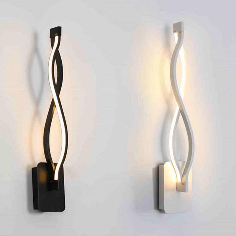 16W décoration de maison moderne forme de vague en aluminium vers le bas lampe de mur LED intérieur mur LED lumière vacances guirlande lumineuse
