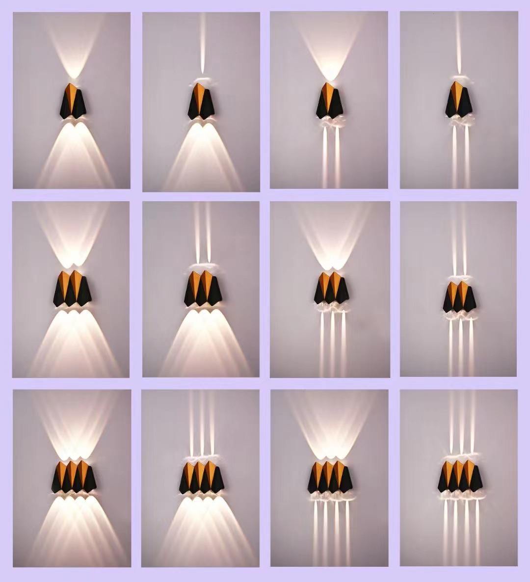 Noir extérieur IP65 étanche mur LED lumière haute lumen aluminium pas cher moderne jardin applique murale vente chaude pas de batterie murale