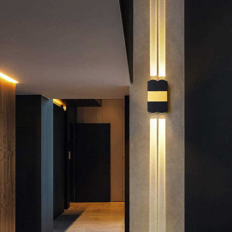 12W haut et bas appliques or noir LED applique murale en aluminium applique murale LED pour chambre salon couloir côté éclairage