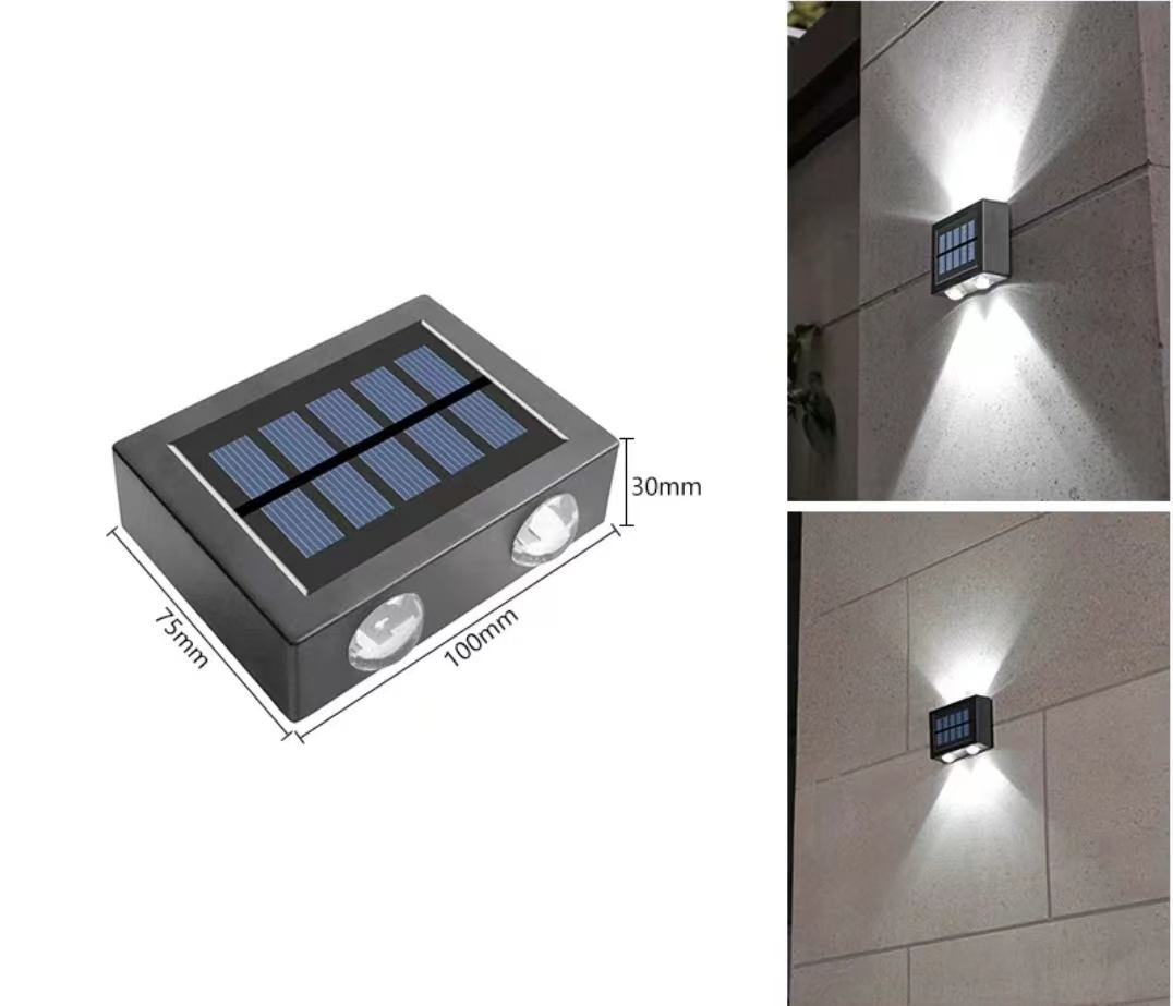4LED haut et bas applique murale solaire décoration extérieure jardin cour maison applique murale étanche lumière solaire jardin