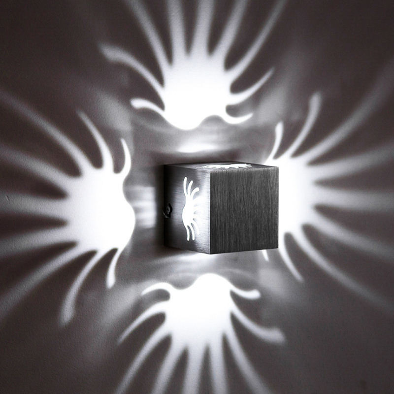 Applique murale RVB fantaisie en aluminium 3W pour décoration de galerie d'art lampe de balcon avant lumière de porche