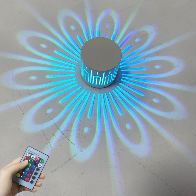 Applique murale à LED montée rvb effet lampe rayons de Projection de tournesol AC85-265V télécommande couloir applique murale 1 W/3 W