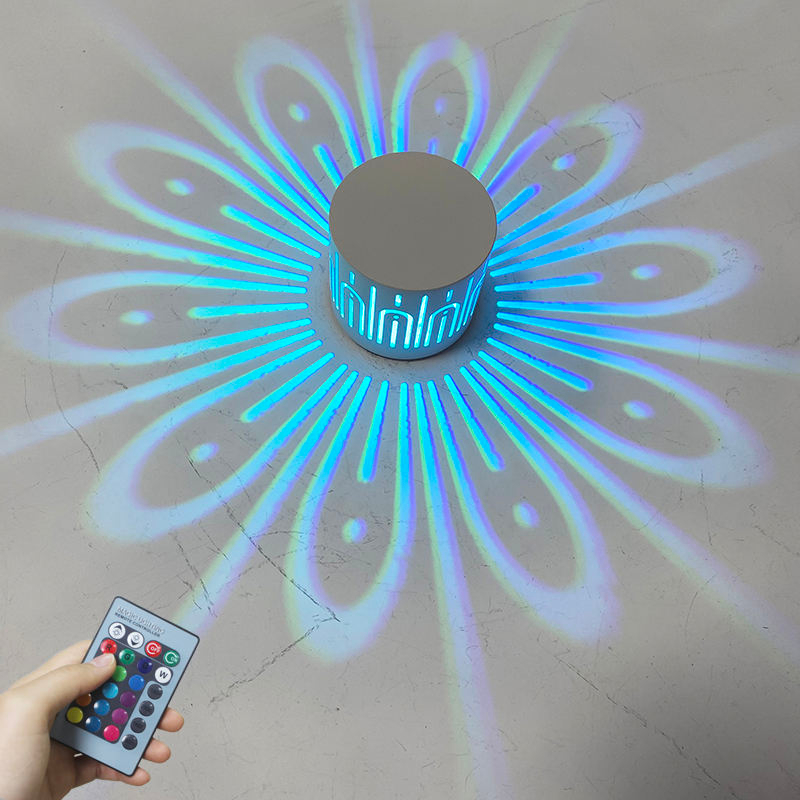 Applique murale à LED montée rvb effet lampe rayons de Projection de tournesol AC85-265V télécommande couloir applique murale 1 W/3 W
