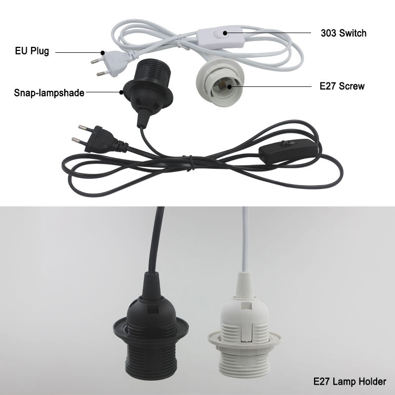 1.8M longueur de ligne E27 douille de lampe à LED a250V 4A 303 convertisseur d'adaptateur de support de lampe marche/arrêt pour support de douille de Suspension de lumière LED