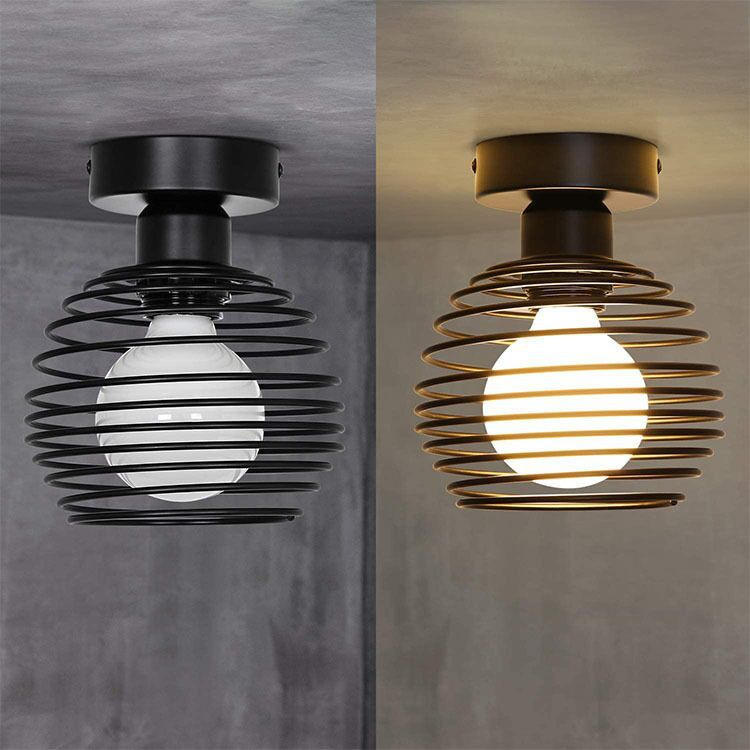 Intérieur Vintage Fer E27 Plafonniers Luminaires pour Couloir Allée Intérieur Rétro LED Plafonnier pour Chambre Salon Noir