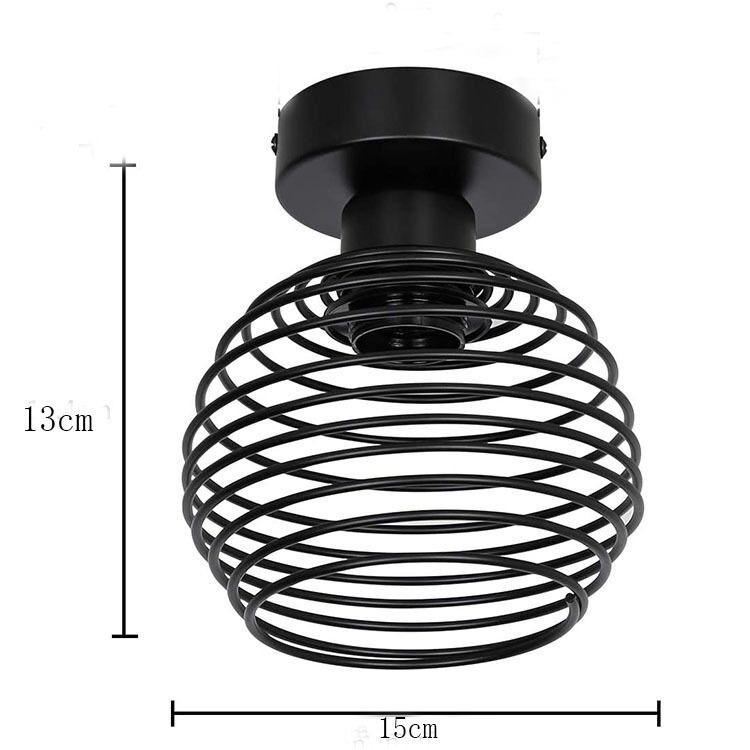 Intérieur Vintage Fer E27 Plafonniers Luminaires pour Couloir Allée Intérieur Rétro LED Plafonnier pour Chambre Salon Noir