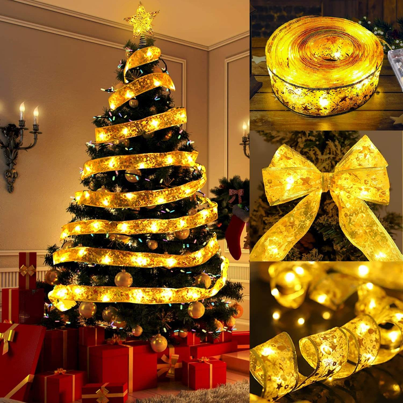LED Ruban Lumières Arbre De Noël Ornements Fée Guirlande Lumineuse DIY Dentelle Arc pour Navidad Maison Nouvel An Décoration De Noël Lampe
