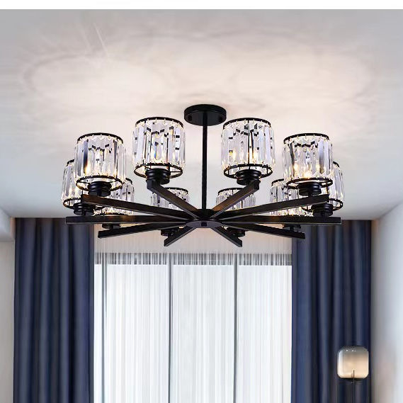 70W lustres modernes lustre en cristal chambre plafonniers Noir Led Pendentif Lumière Nordic Design Aluminium Moderne Lampe Lumineuse Éclairage Salon Salle D'emballage plafonnier