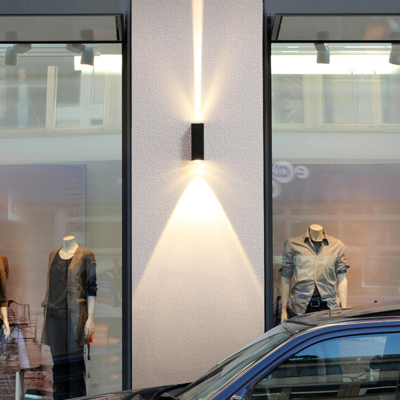 6W moderne Led noir coquille faisceau lumière étanche applique murale extérieure veilleuse haut et bas appliques murales pour la maison