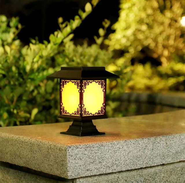 5LED lampe de cour solaire lampe de sol de pelouse lampe solaire de jardin treillis de jardin extérieur décoration de lumière de chambre antique style américain 