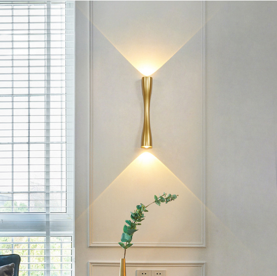 6W Applique De Jardin Moderne Cour Villa Applique Jardin Extérieur Haut Et Bas Double Tête Lampe Or Trompette Extérieure Étanche Led Applique Murale