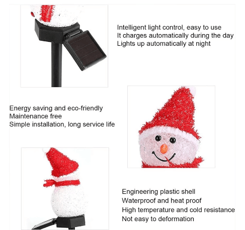 Noël Solaire LED Lumières Bonhomme De Neige Jardin Décoration Étanche Lumière Extérieure Post Lampe Pelouse Paysage Led Éclairage Solaire 2023