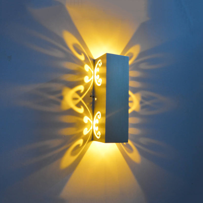 Nouveauté 6W double papillon aluminium led applique murale pour appliques murales intérieures beauté chambre fleur fond veilleuse