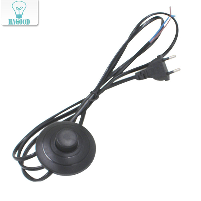 Câble de ligne 1.8m On Off Cordon d'alimentation pour lampe à LED avec interrupteur à bouton 317 Prise EU / US Commutation de la lumière Extension de fil blanc ou noir
