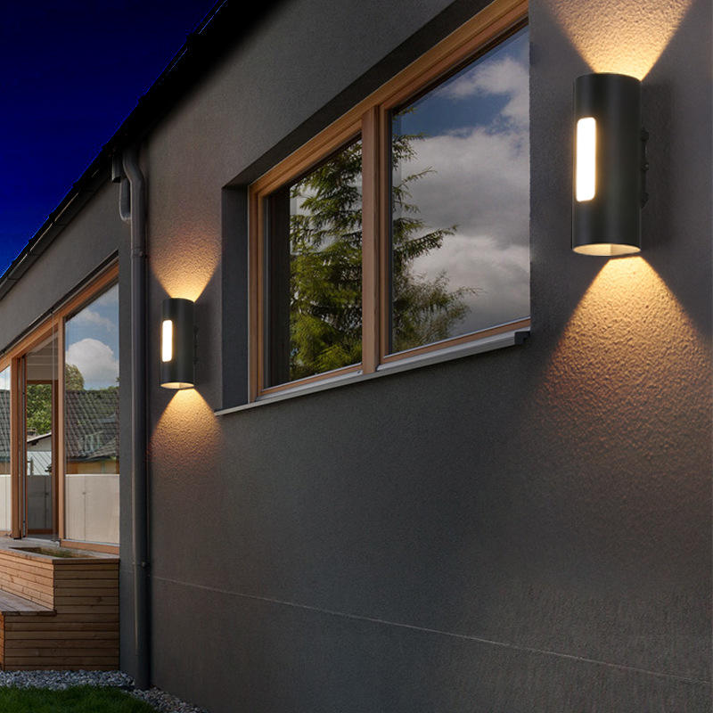 Noir Blanc Décoration Applique Murale Led Carré Rond Haut Et Bas Lumière Ip65 Étanche À Côté Led Cylindre Lumière Applique Murale