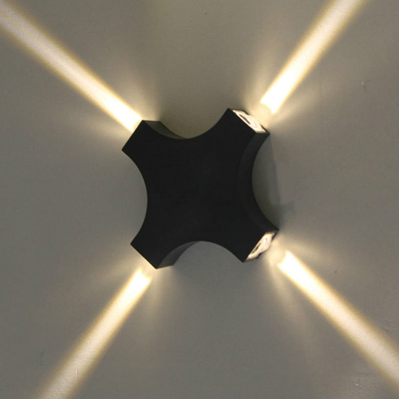 Veilleuse de chevet à faisceau croisé 4W Décoration industrielle RGB led applique murale jardin salle de bain IP65 up down lights