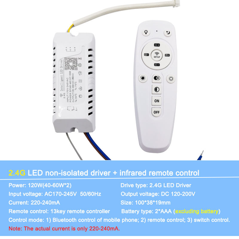 Contrôleur APP LED driver 2.4G transformateur LED intelligent à distance (20-40W) X2 (40-60W) X2 pour lustre à couleur variable dimmable