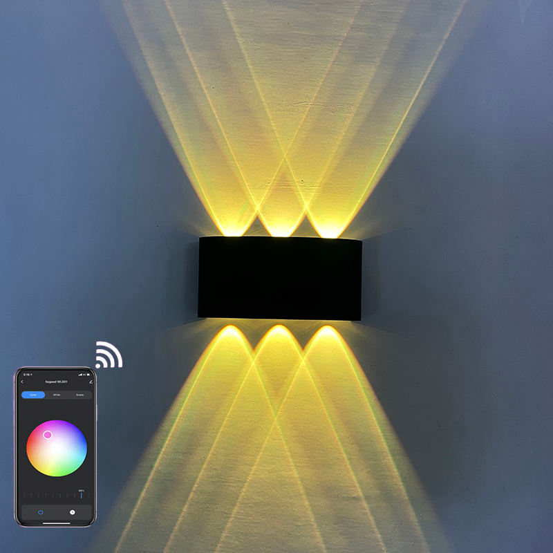 Applique murale extérieure APP télécommande Bluetooth-compatible Dimmable LED applique RGB utilisé pour la décoration de vacances AC85-265V