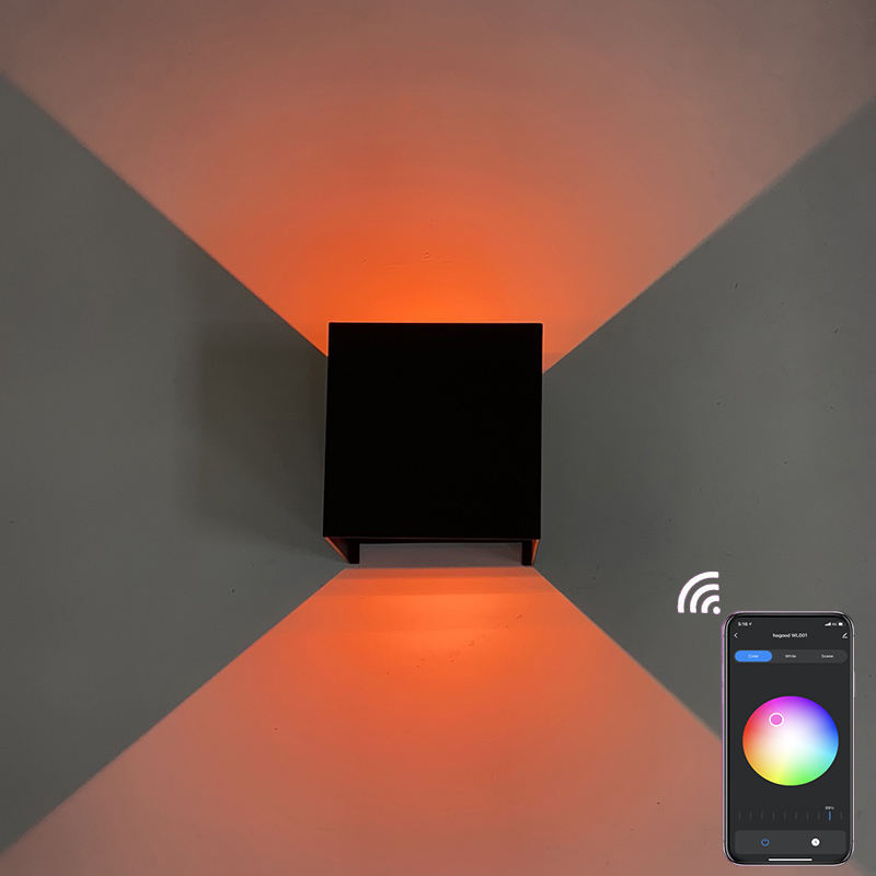 Applique murale étanche Hagood Wifi applique murale LED RGB à côté du changement de couleur avec Google Assistant et Amazon Alexa