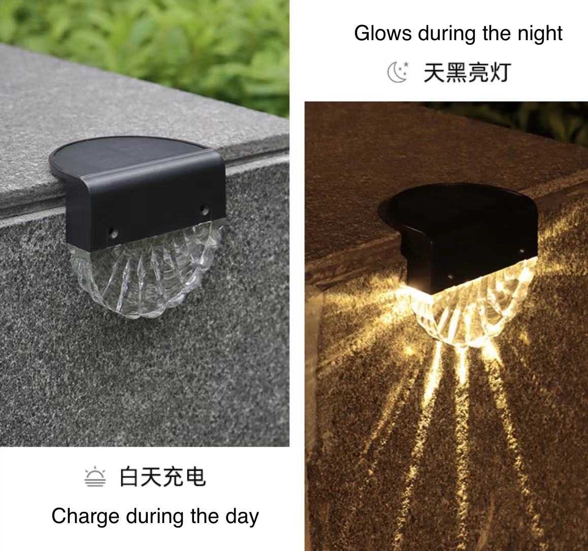 Blanc chaud LED Solaire Lampe Chemin Escalier Extérieur Jardin Lumières Énergie Solaire Balcon Lumière Décoration pour Patio Escalier Clôture marchandises