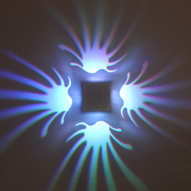 Applique murale RVB fantaisie en aluminium 3W pour décoration de galerie d'art lampe de balcon avant lumière de porche