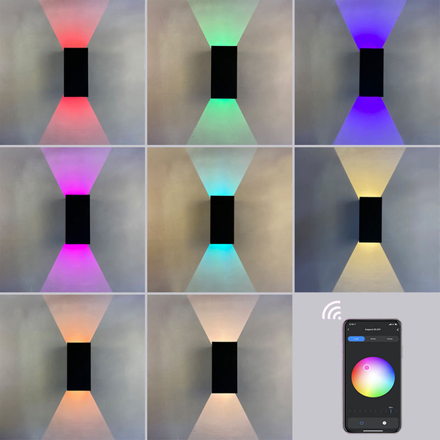 9W RGBW applique murale couleur changeante IP65 éclairage applique murale LED chevet ambiant Tuya APP WIFI contrôle fête décor intérieur