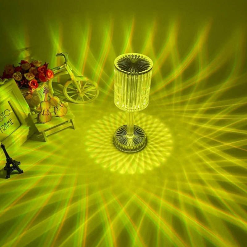 Fantaisie Veilleuses Led Veilleuse Designer Italien Lampe De Table En Cristal Mode Moderne USB Charge Romantique Cadeau Veilleuse Fleur LED Luminaire De Table