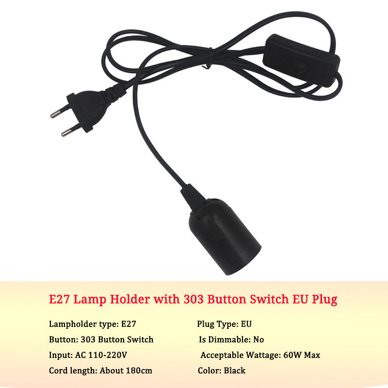 1.8M longueur de ligne E27 douille de lampe à LED a250V 4A 303 convertisseur d'adaptateur de support de lampe marche/arrêt pour support de douille de Suspension de lumière LED