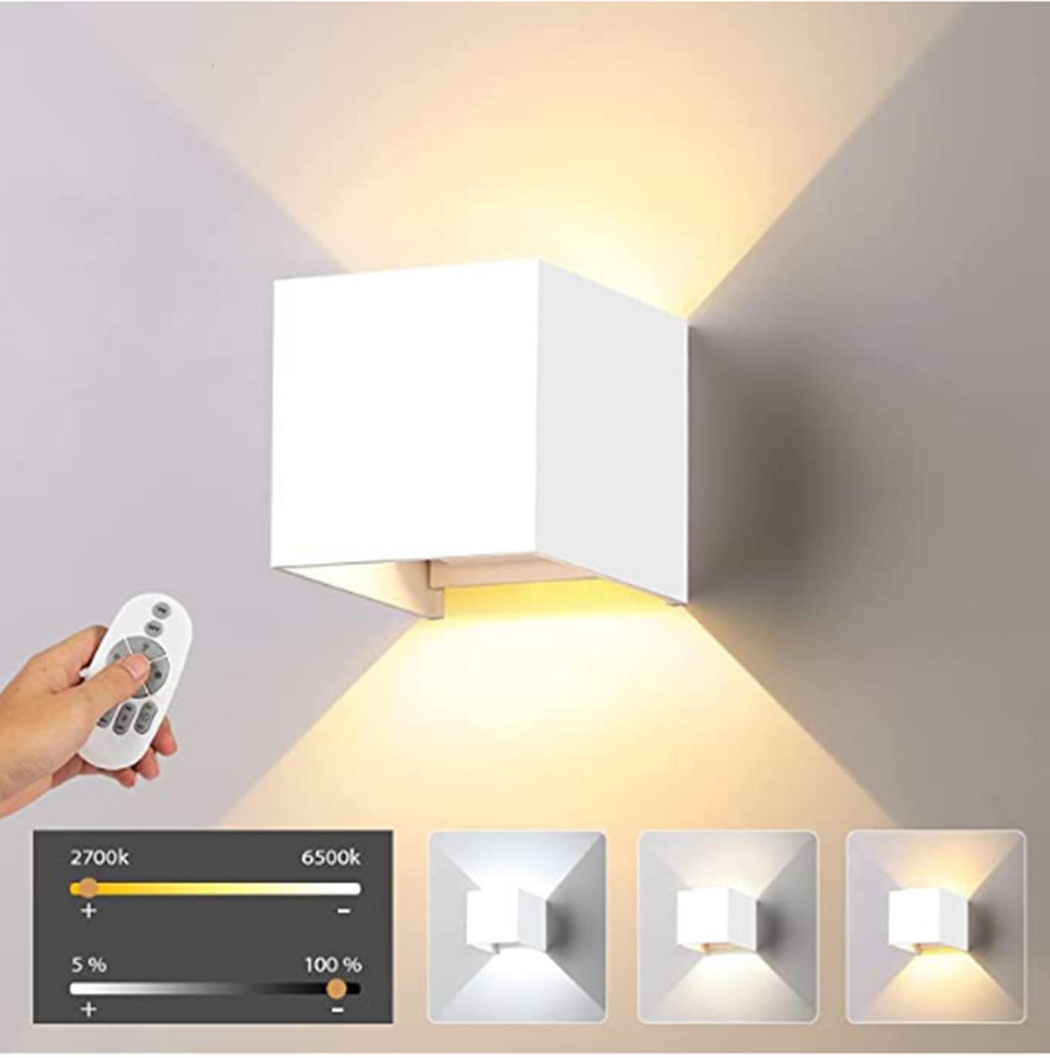 Carré Led Appliques Murales Couloir D'allée Extérieure Dimmable Multicolore Up Down Lampe Avec Détecteur De Mouvement pour Mur KTV Bar Chambre