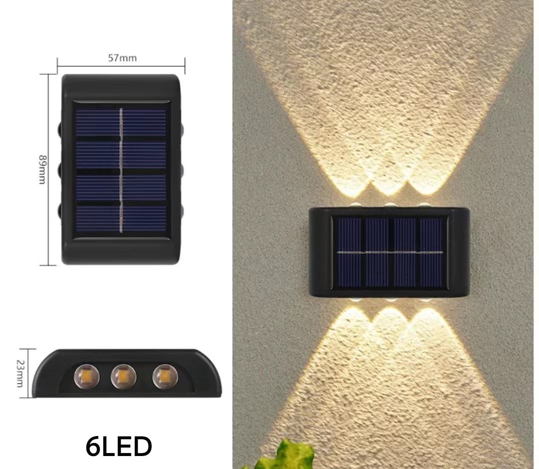 4LED 6LED haut et bas applique murale solaire décoration extérieure jardin cour maison applique murale étanche lumineuse extérieure