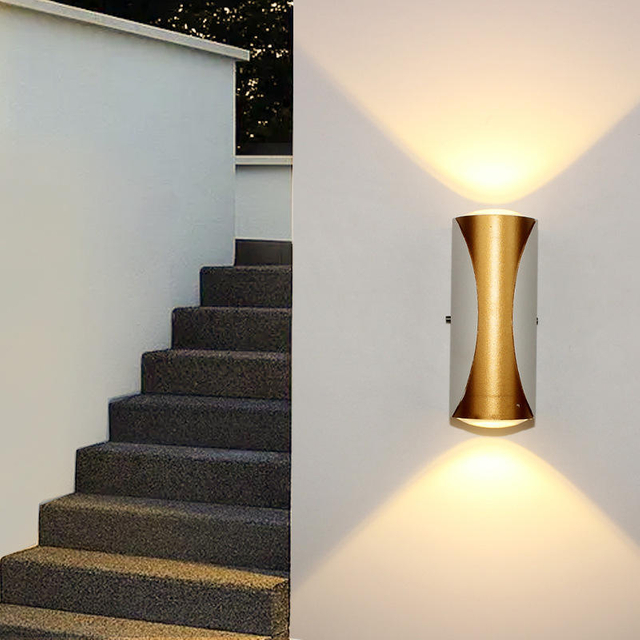 Applique murale LED étanche IP65 en aluminium applique murale de jardin or noir lumière blanche applique murale extérieure intérieure