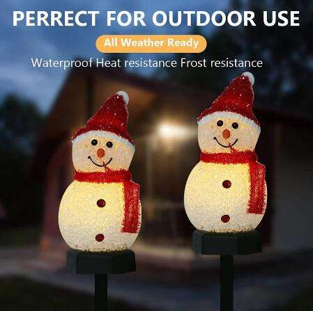 Noël Solaire LED Lumières Bonhomme De Neige Jardin Décoration Étanche Lumière Extérieure Post Lampe Pelouse Paysage Led Éclairage Solaire 2023