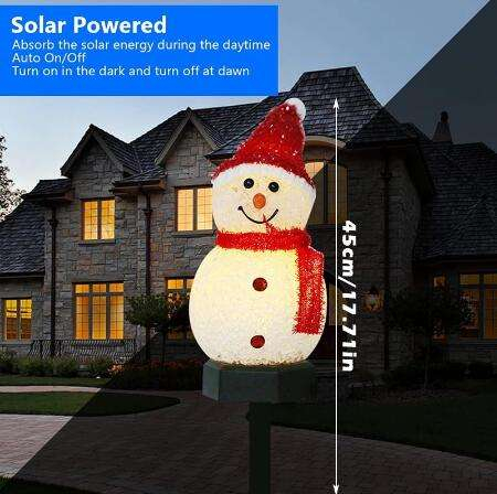 Noël Solaire LED Lumières Bonhomme De Neige Jardin Décoration Étanche Lumière Extérieure Post Lampe Pelouse Paysage Led Éclairage Solaire 2023