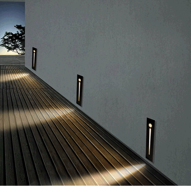 Encastré LED ancre extérieure escabeau étape lumière longue bande mur en aluminium veilleuse coin intérieur marche lumières escalier intérieur