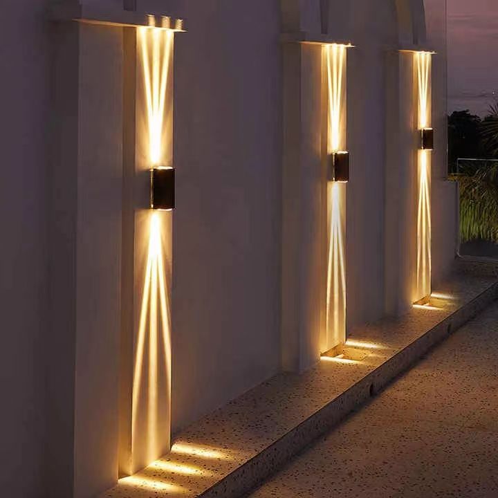 6W coquille noire applique murale à trois faisceaux IP65 étanche applique murale extérieure lampe de cour de jardin lampadaire 