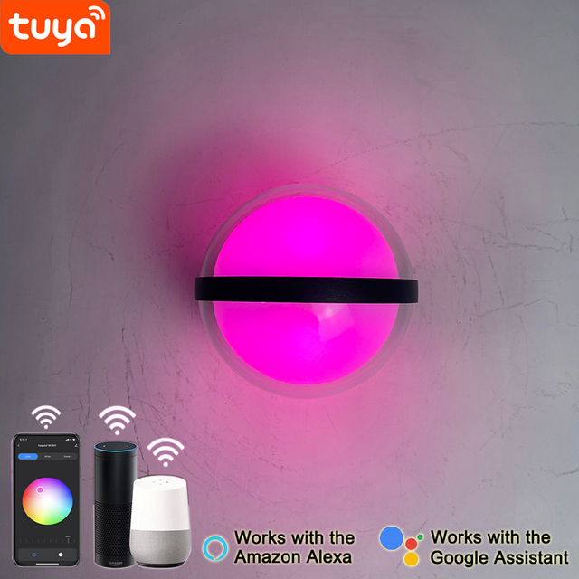 Tuya app applique murale led appliques app lumières contrôlées app éclairage contrôle appliques led applique murale clair applique lampe boule de cristal