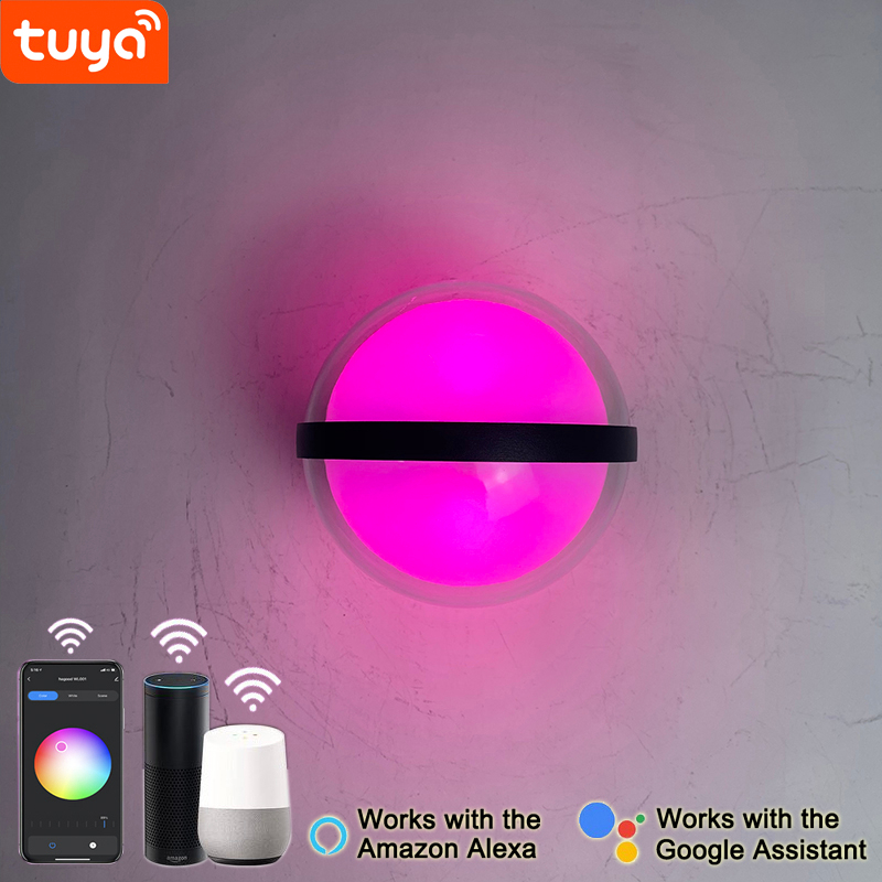 Tuya app applique murale led appliques app lumières contrôlées app éclairage contrôle appliques led applique murale clair applique lampe boule de cristal