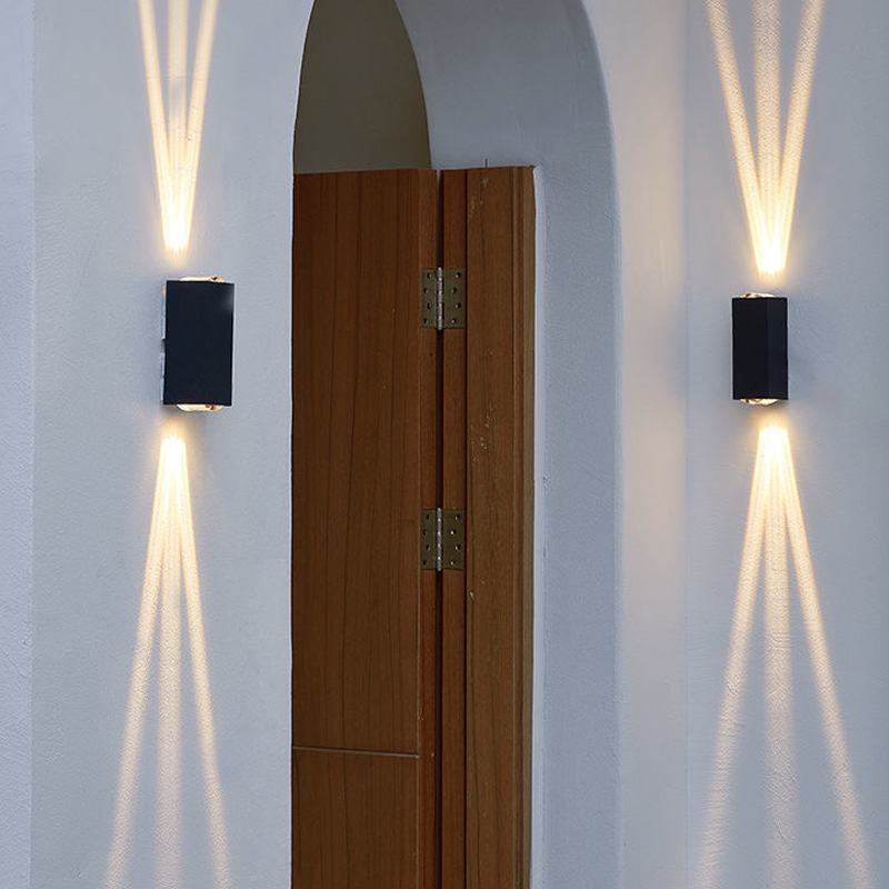 Applique murale décorative extérieure étanche spot carré couloir couloir extérieur trois faisceaux projecteur porte lumière de jardin
