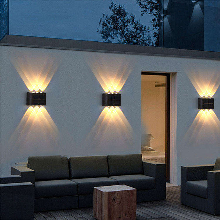 Lampe de jardin extérieure solaire maison applique murale décoration disposition mur nouveau haut et bas applique lumineuse