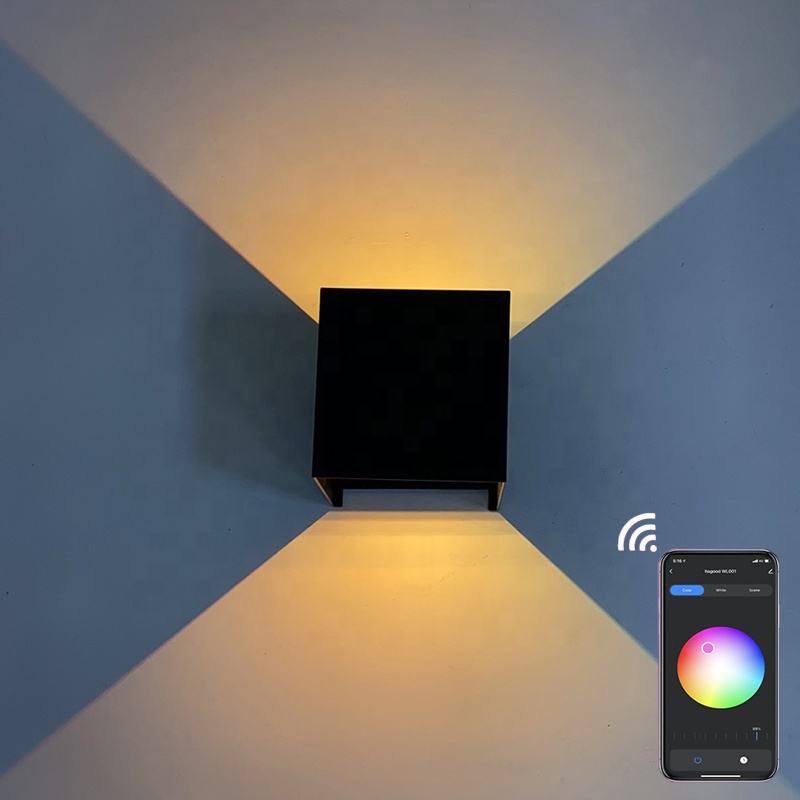 9W étanche Wandlamp HG mur LED applique murale RGB chevet couleur Wifi changeant Google Assistant et Amazon Alexa