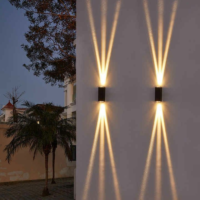 6W coquille noire applique murale à trois faisceaux IP65 étanche applique murale extérieure lampe de cour de jardin lampadaire pour la décoration de jardin