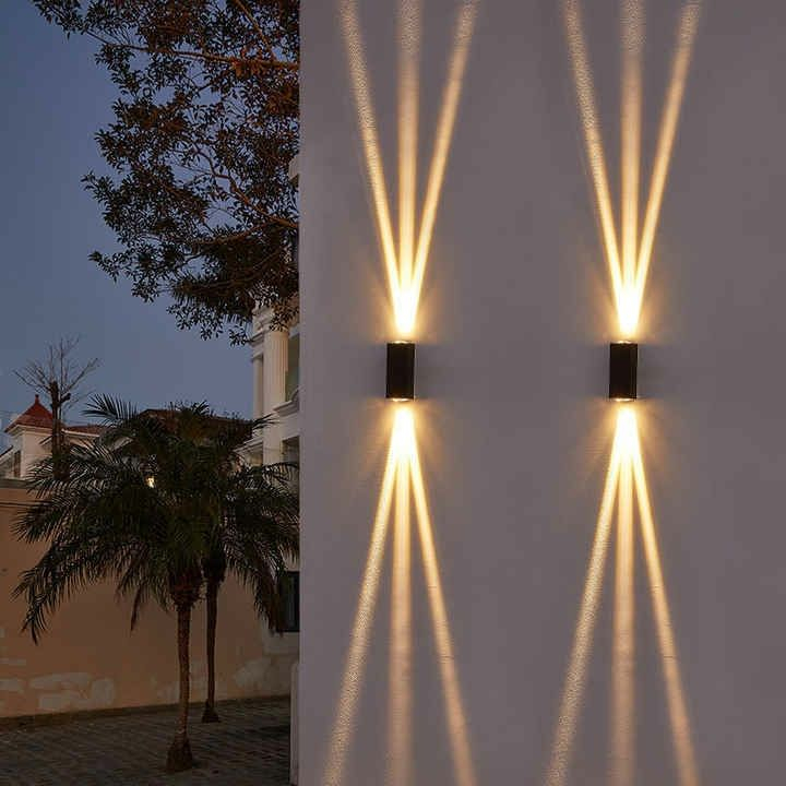 6W coquille noire applique murale à trois faisceaux IP65 étanche applique murale extérieure lampe de cour de jardin lampadaire pour la décoration de jardin