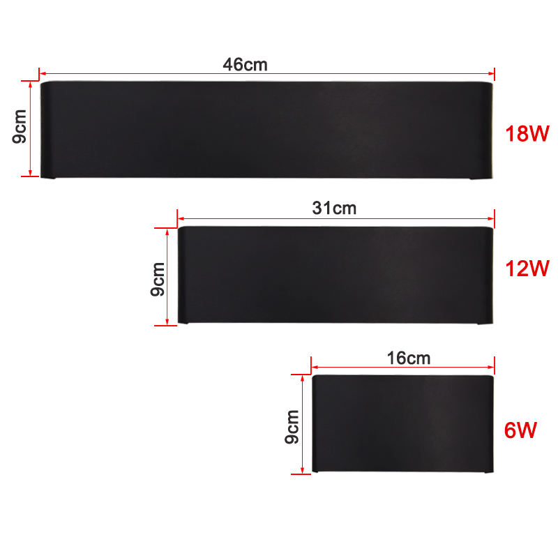 6W 12W 14W Rectangle Led Mur Allumant Noir Et Blanc Shell Led Applique Lumière Intérieure Led Lumière Bandes Intérieur